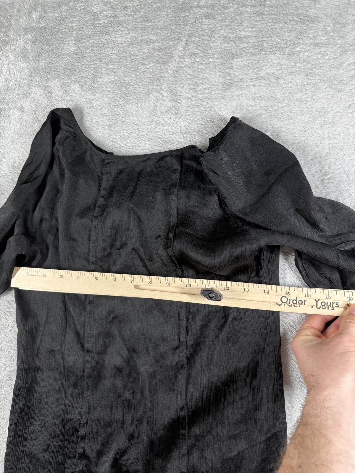 Diane von Furstenberg Blouse Womens 2 Black Silk Ruffle 3/4 Sleeve Dressy Top
