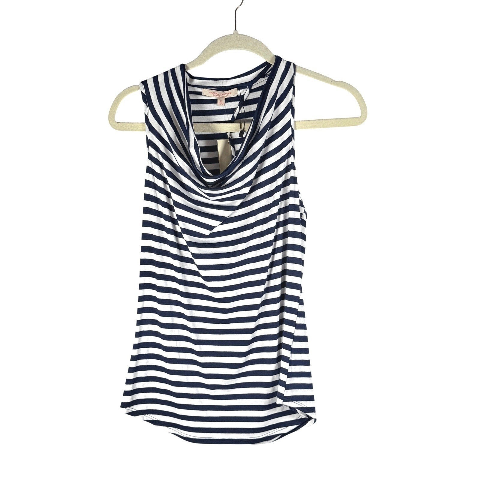 New Striped Cowl Neck Sleeveless Tank Top Couture by Green Womens M Nautical