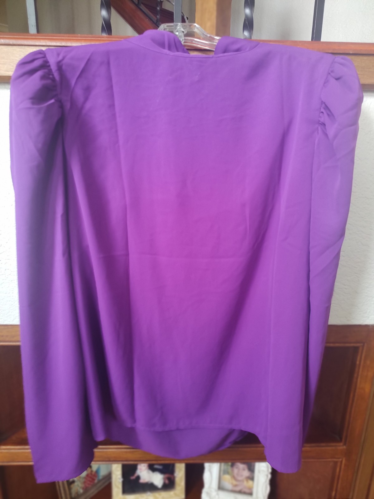 ELOQUII FRONT SIDE TIE LONG SLEEVE DRAPE PURPLE TOP, SIZE 18