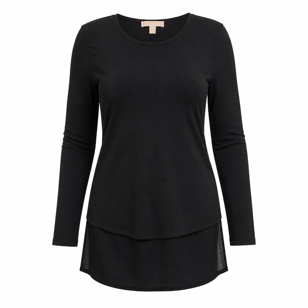 Michael Kors Black Boat Neck Tunic Top Large Gold