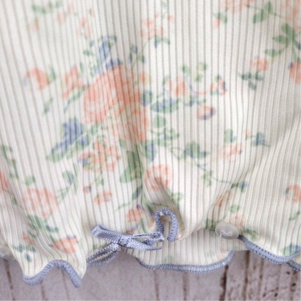 Odille x Anthropologie NEW Vintage Y2K Floral Sweetheart Baby Tee Large COQUETTE