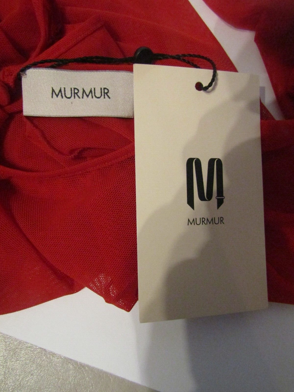 Murmur Bodysuit NWT Designer Red Sheer Long Sleeve Top Retail $381 Size 36 US S