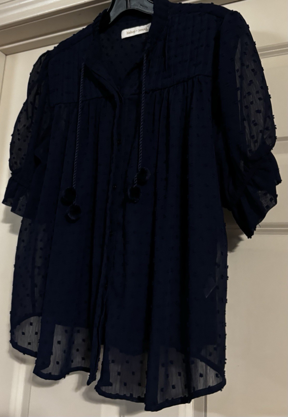 Bishop + Young Coastal Preppy Old Money Quiet Luxury Coquette Swiss Dot Size L
