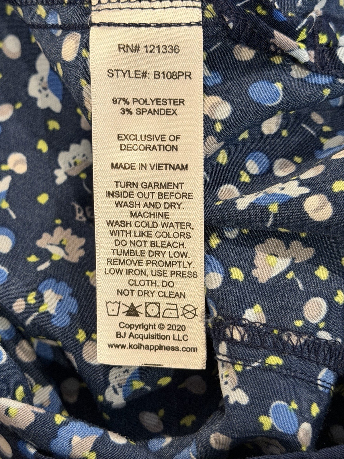 Betsey Johnson X KOI Dark Blue Dandelion Scrub Top Ditsy Floral Print Sz XL