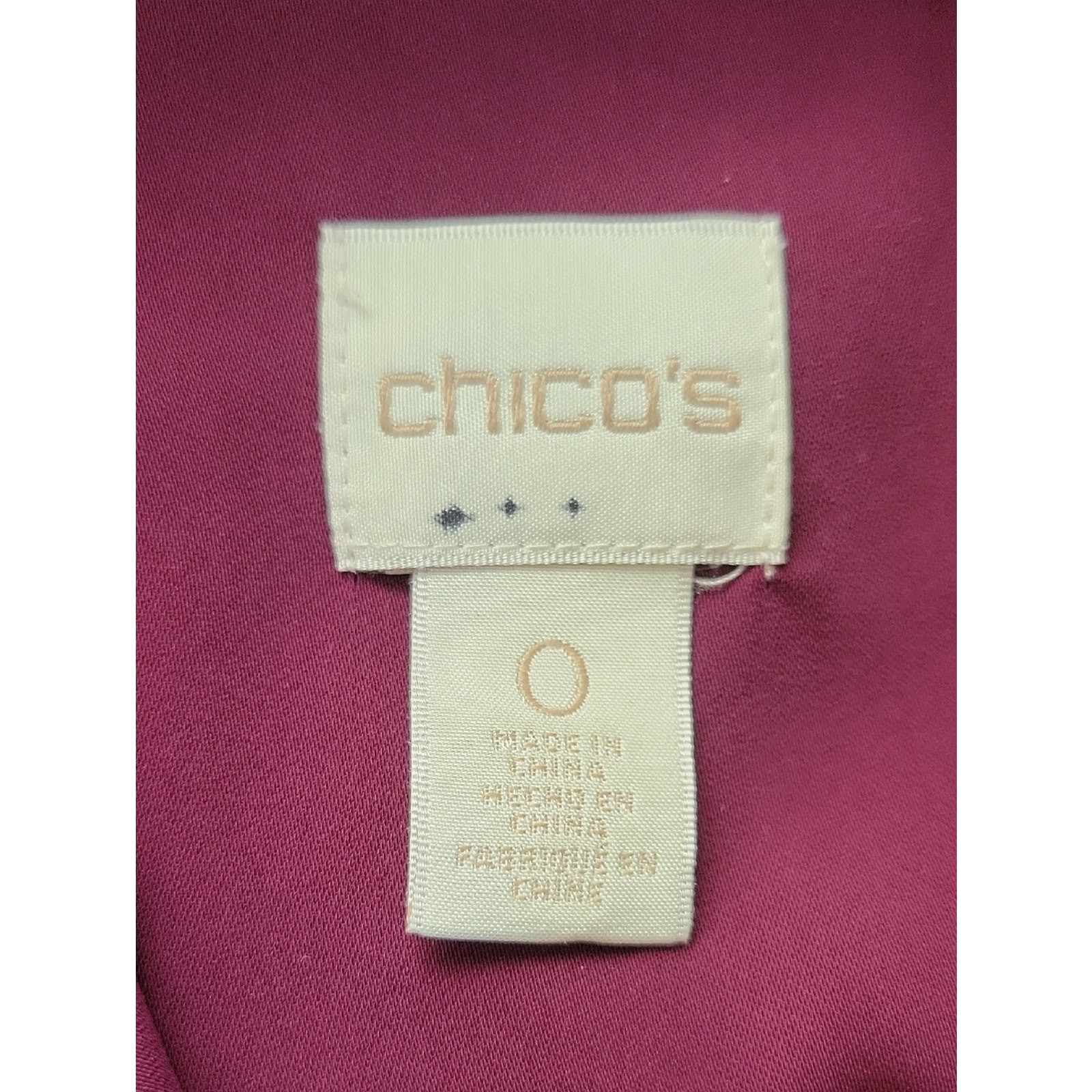 Chico’s Deep Wine Ruffle Front Button Down Shirt Size Small
