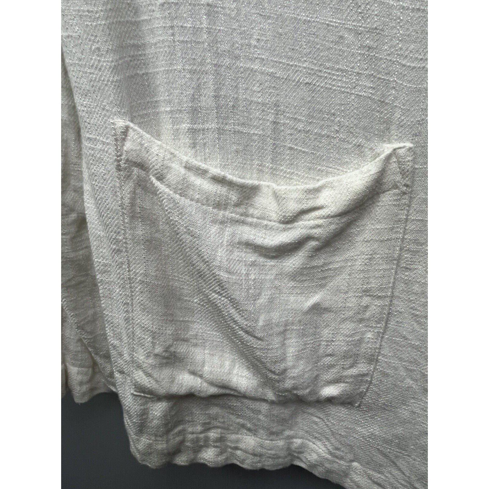 Paper Crane Anthropologie Jacket Womens small Ivory Button Shirt pockets Linen