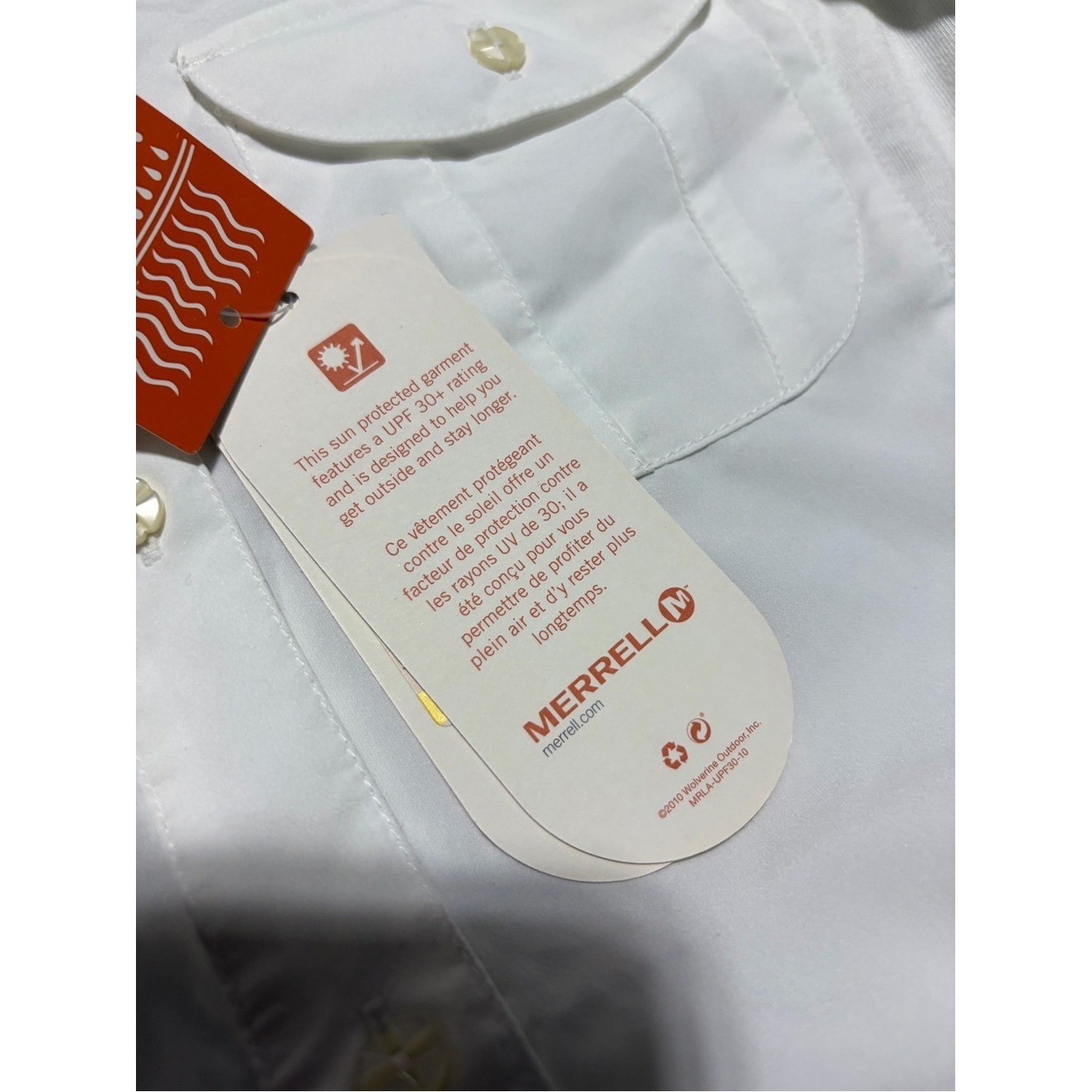 Merrell White Short-Sleeve Button-Down Shirt Ophelia medium