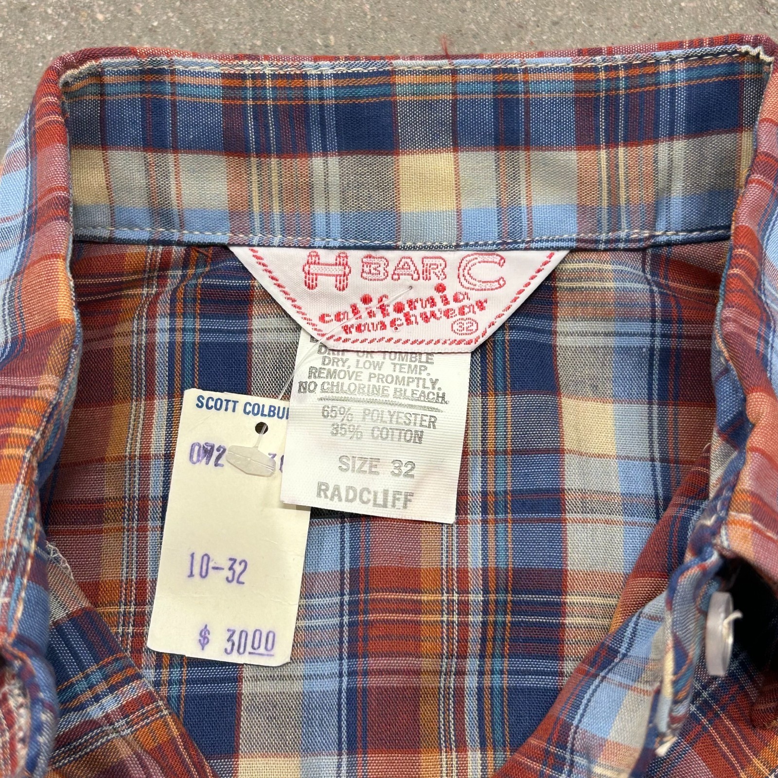 Vtg 80s H Bar C California Ranchwear Western Shirt Womens 32 Multi Plaid Fringe