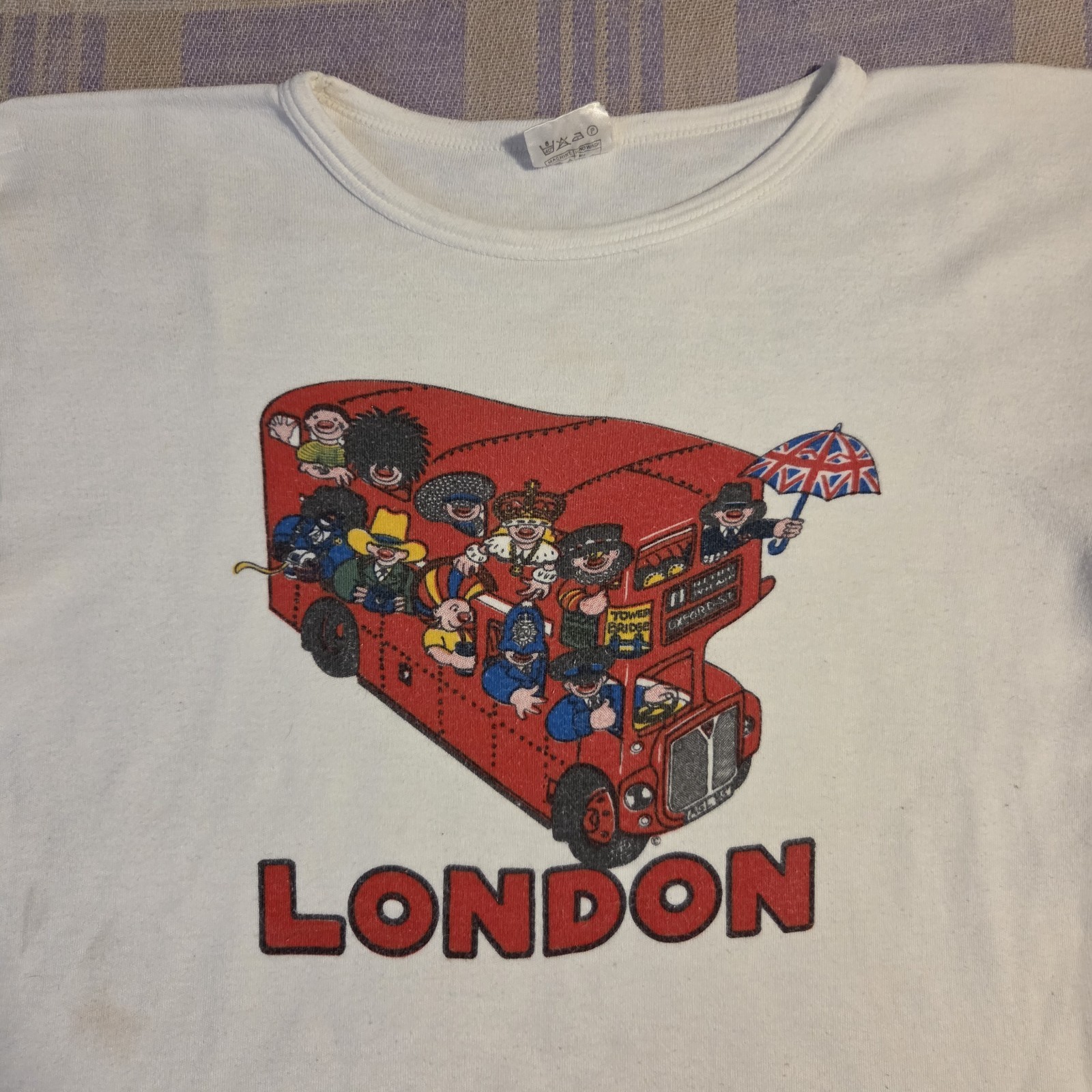 Vtg London General Tranport Bus T Shirt Womens 70s 80s Cartoon Characters Rare