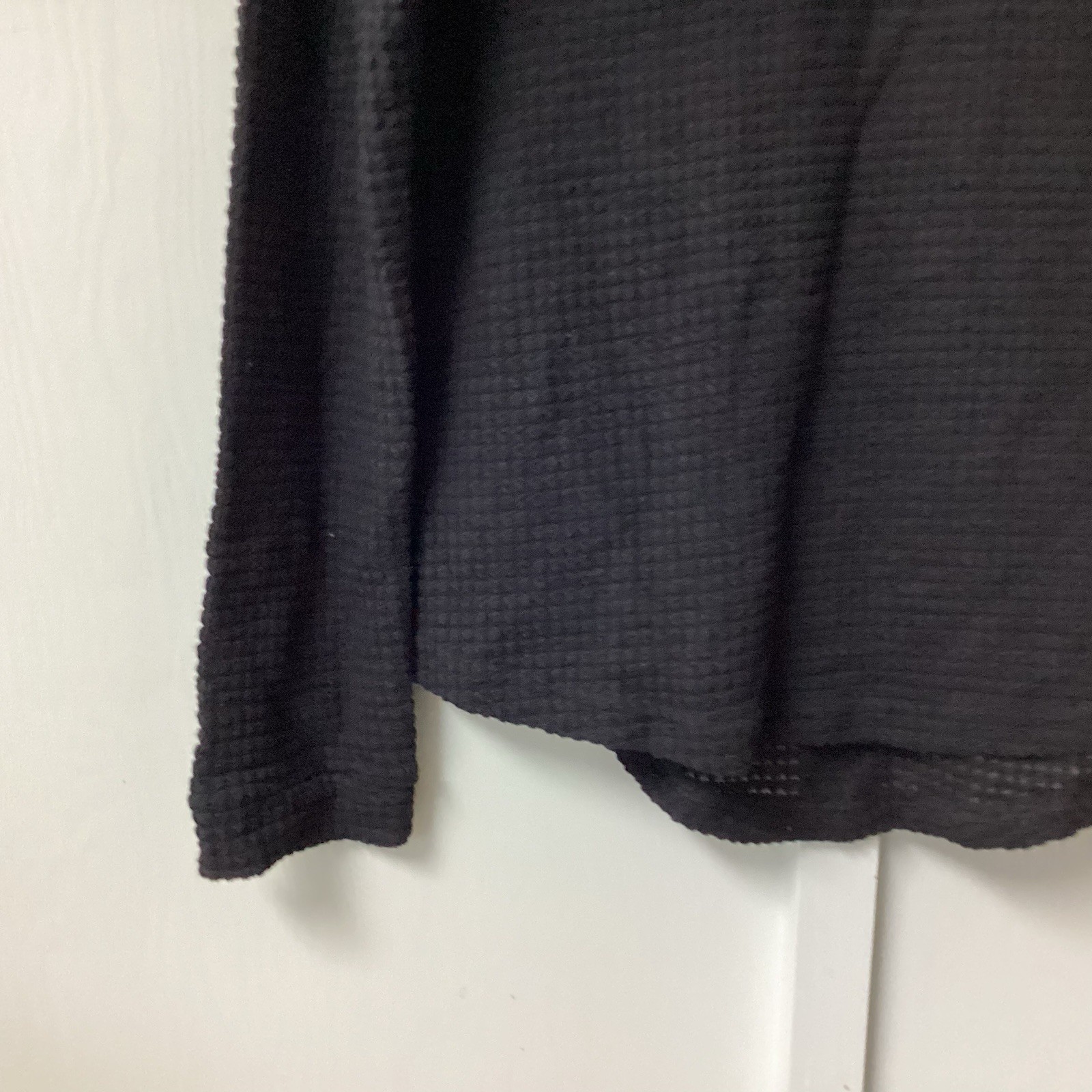 ADREAMLY Black Semi-Sheer Blouse Women’s Size Medium Waffles Studs Hole Knit New