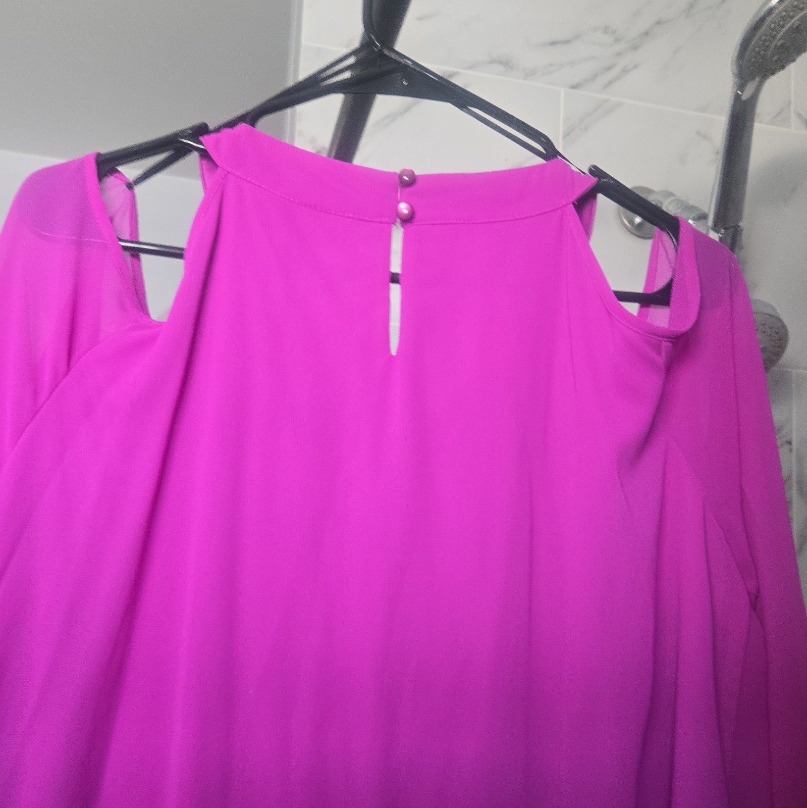 Thalia Sodi Cold Shoulder Chain Accent Magenta Scoop Neck Blouse XL