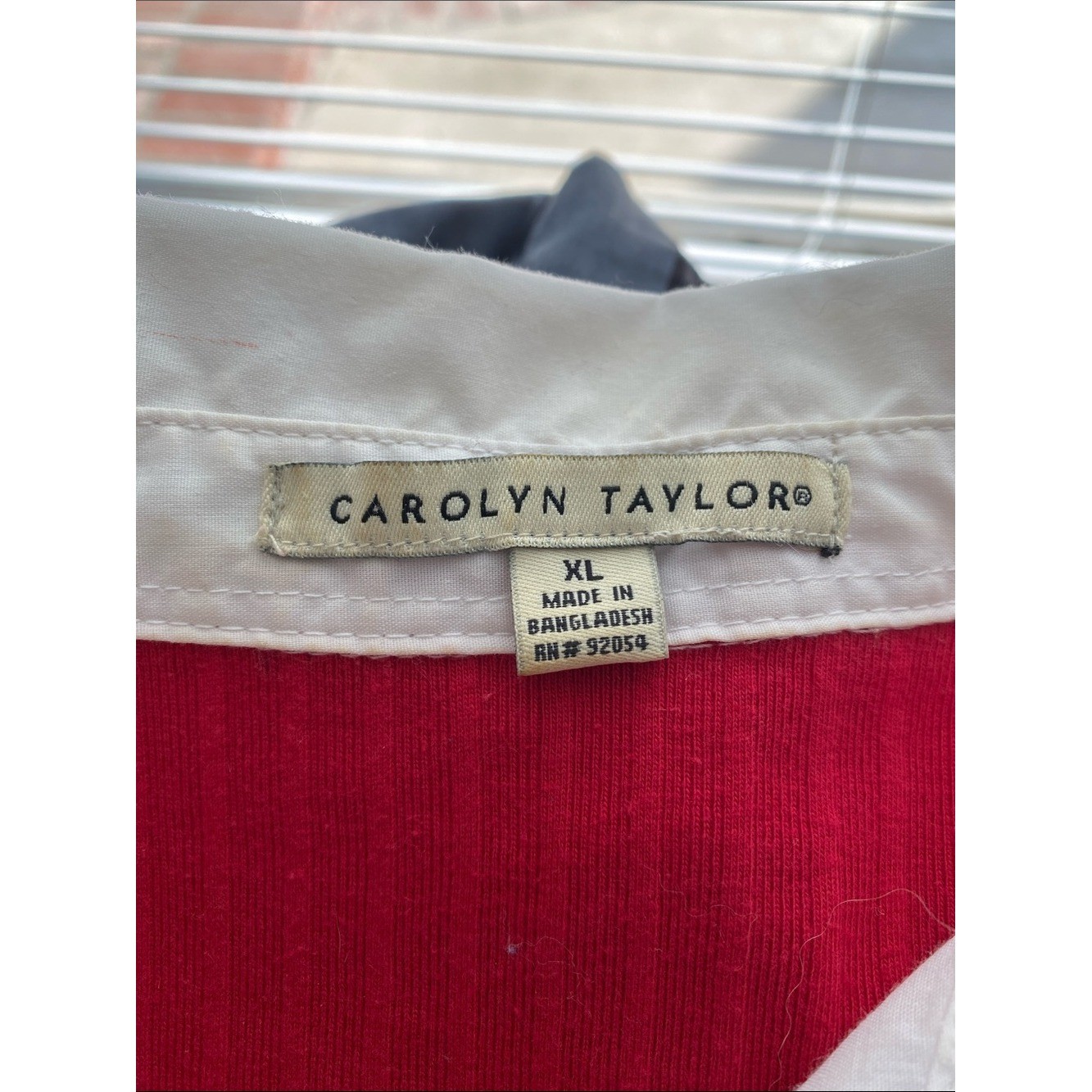Carolyn Taylor 2 in 1 Layered Poplin Collar Sweater Top Red Size XL Office