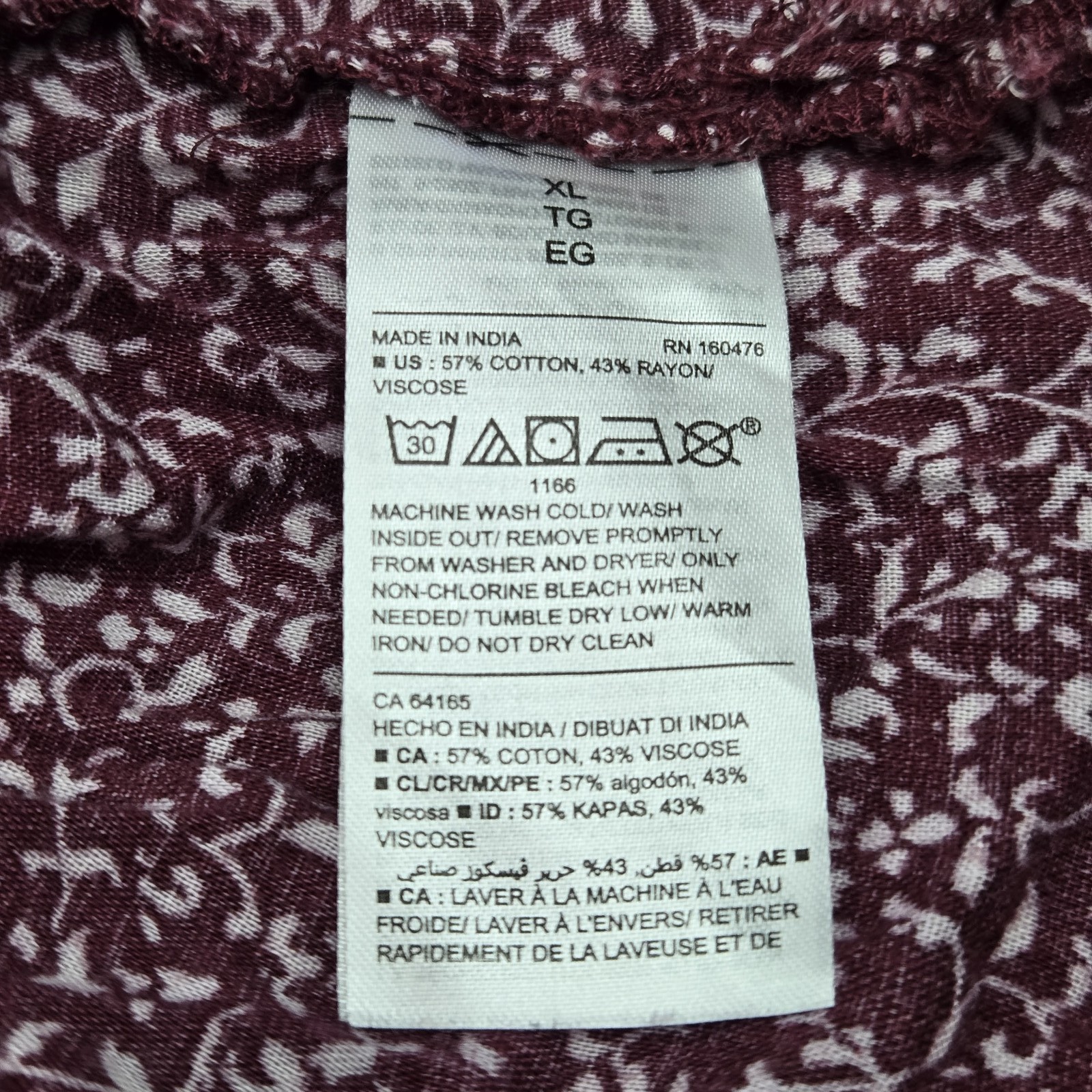 Old Navy Women Blouse XL Burgundy Floral Button front Long Sleeve