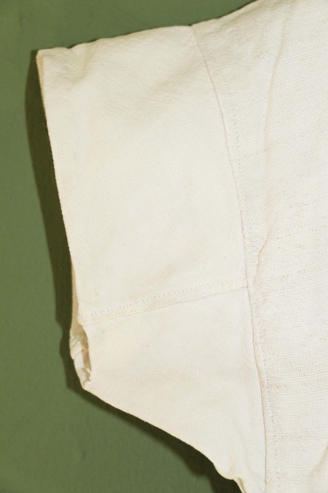Antique 1932 French ‘PM’ Monogrammed Short-Sleeved Linen Blouse Size M