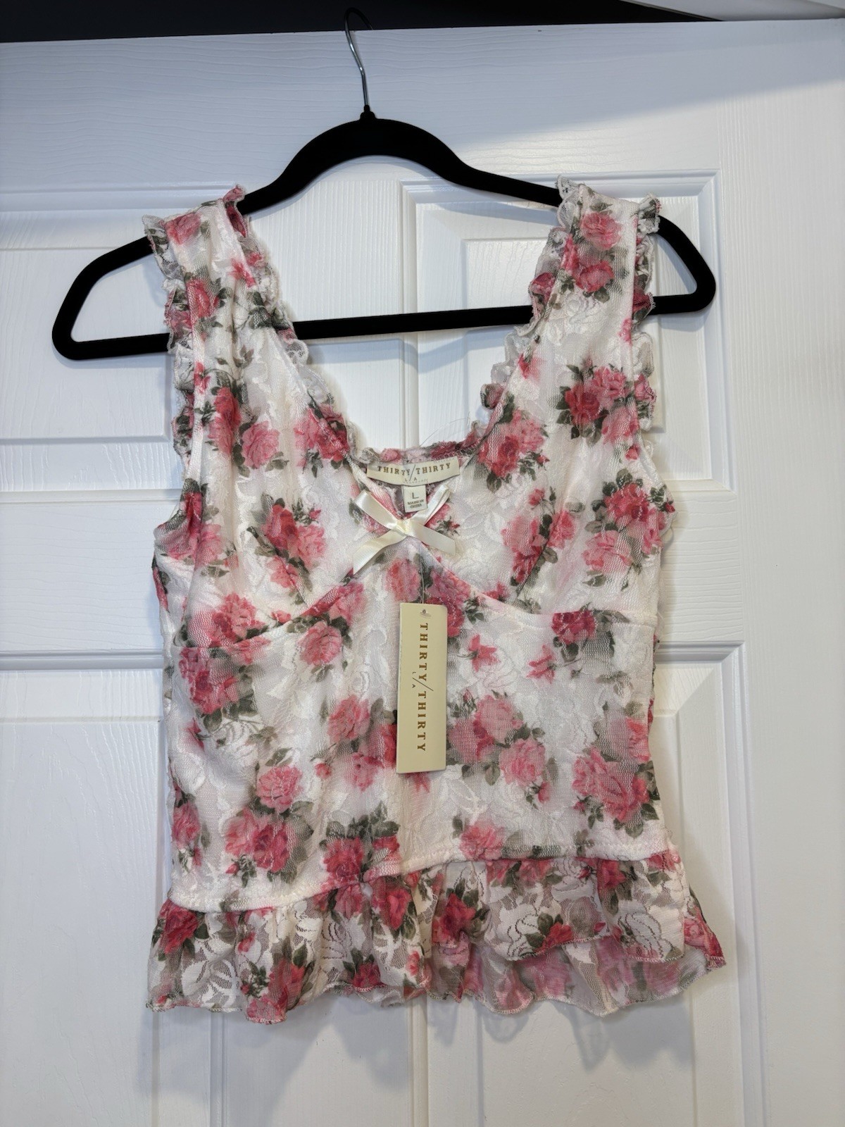 Thirty Thirty La Floral Coquette Baby Doll Bow Top Size Large