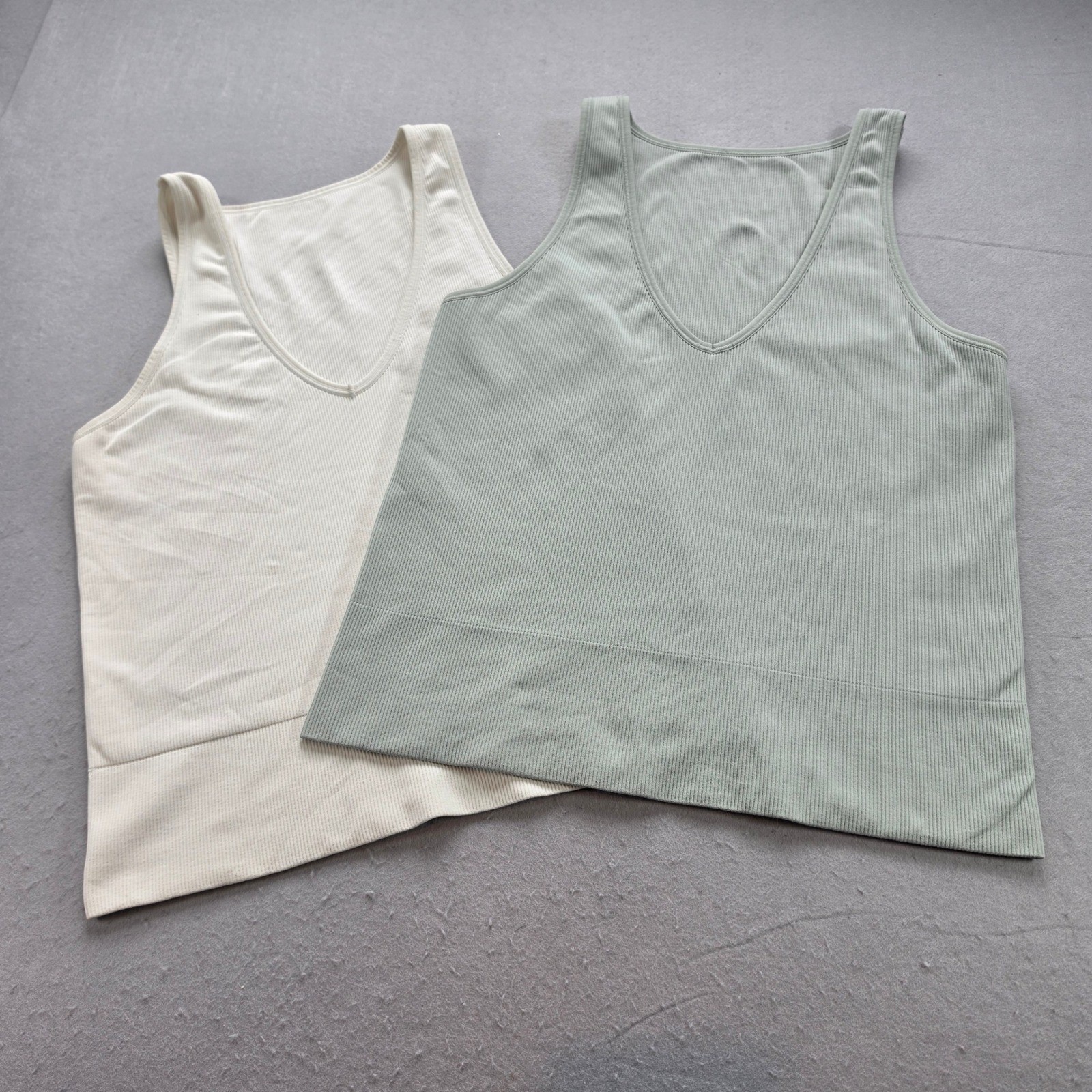 Basic & Neutral: Ribbed V-Neck Bundle in Sage and Cream Minimalist Basic Medium