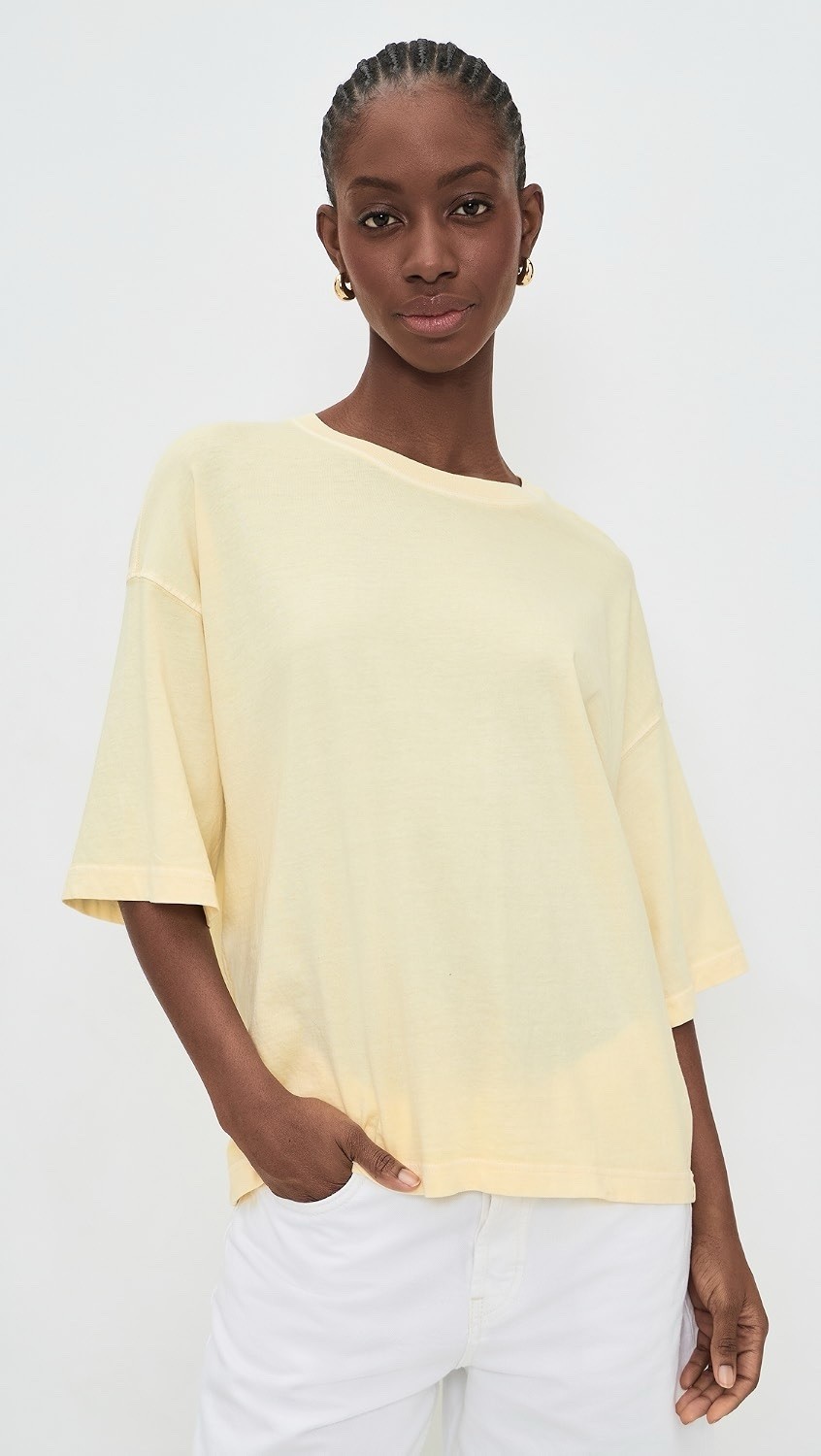 Free People We The Free Perfect Oversized Tee XL Perfect Flan 100% Cotton NWOT