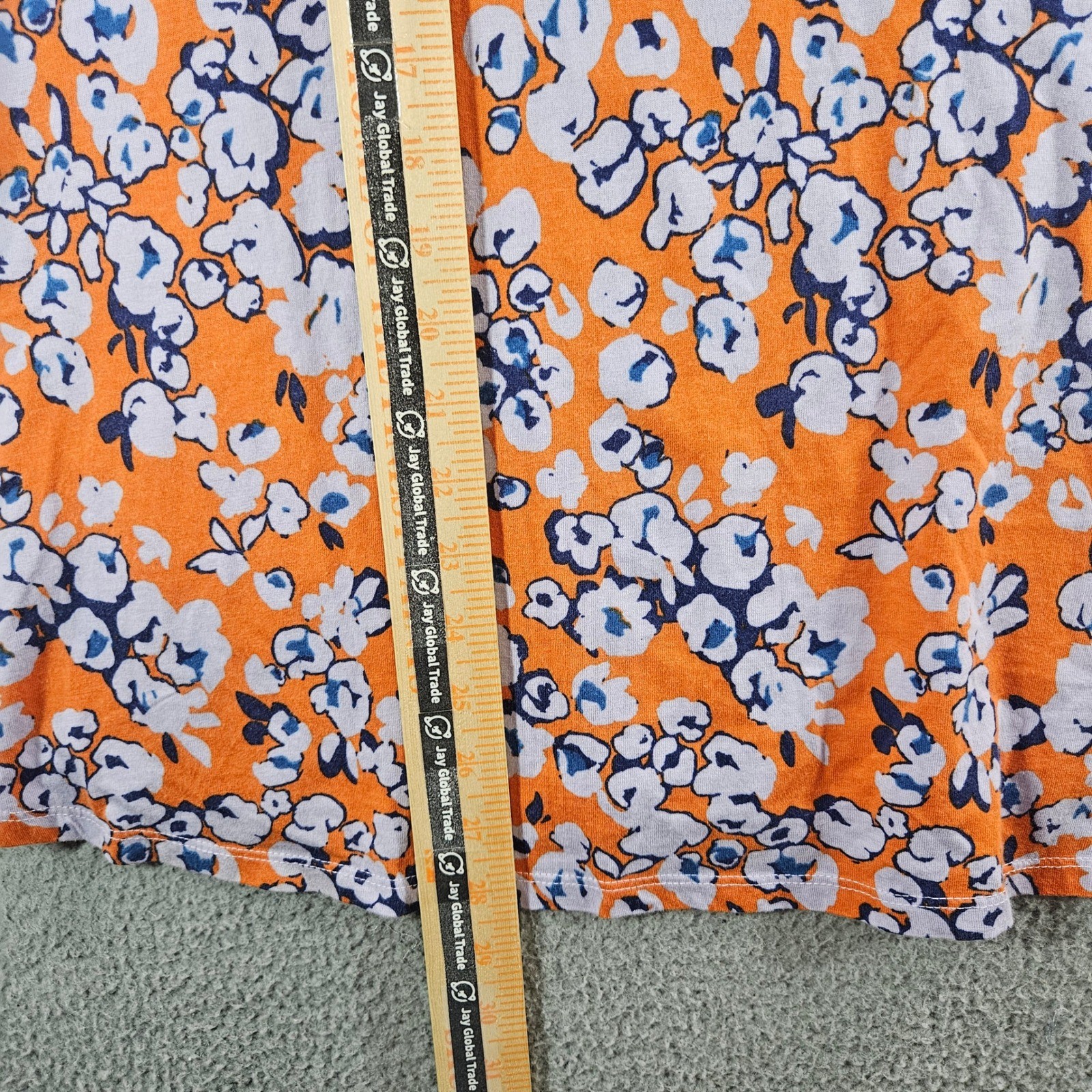 LOGO Lori Goldstein Womens Orange Floral Cotton Modal Long Sleeve Top Size M