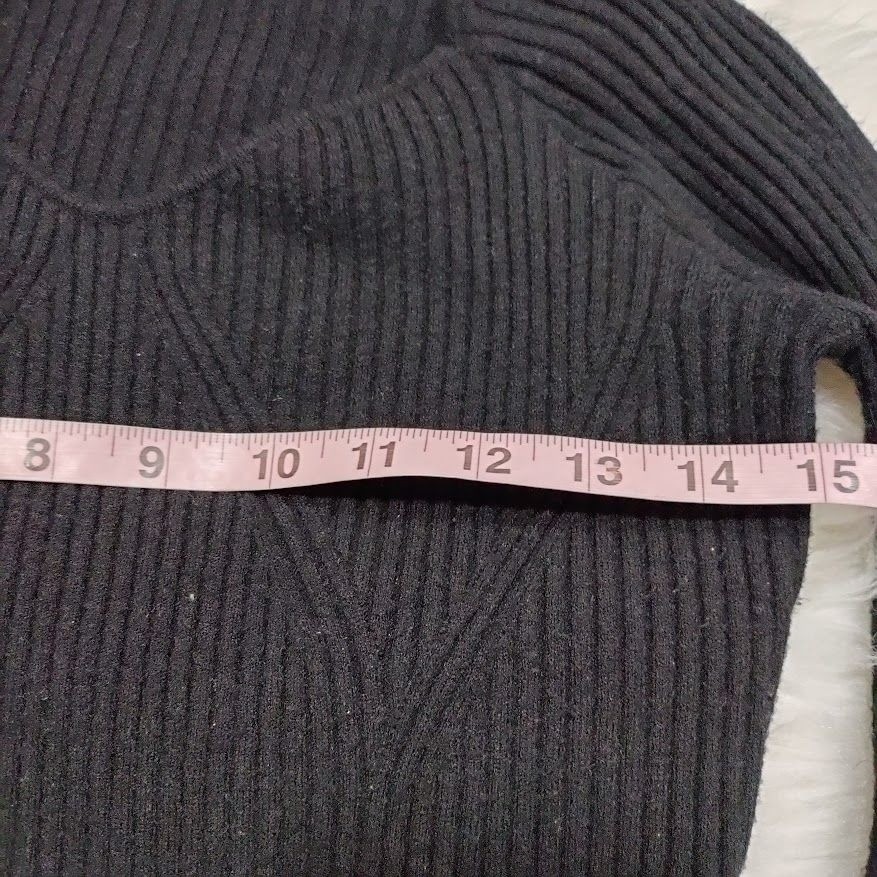 And Now This Womens Black Ribbed Long Sleeve Knit Top L