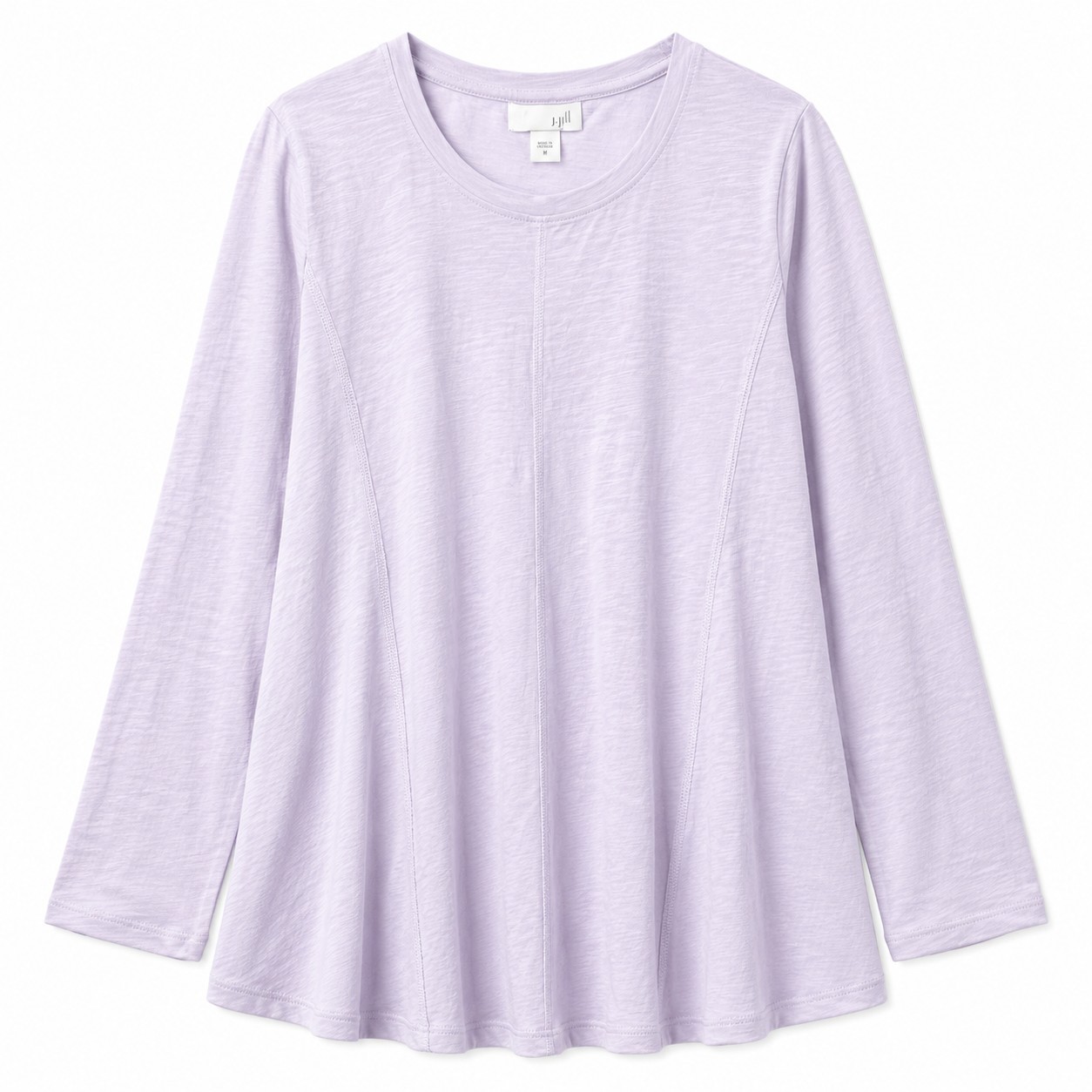 NWT$ J. JILL 100% Pima Cotton Slub Knit Seamed Tunic Top Sz M Pale Lilac Modest