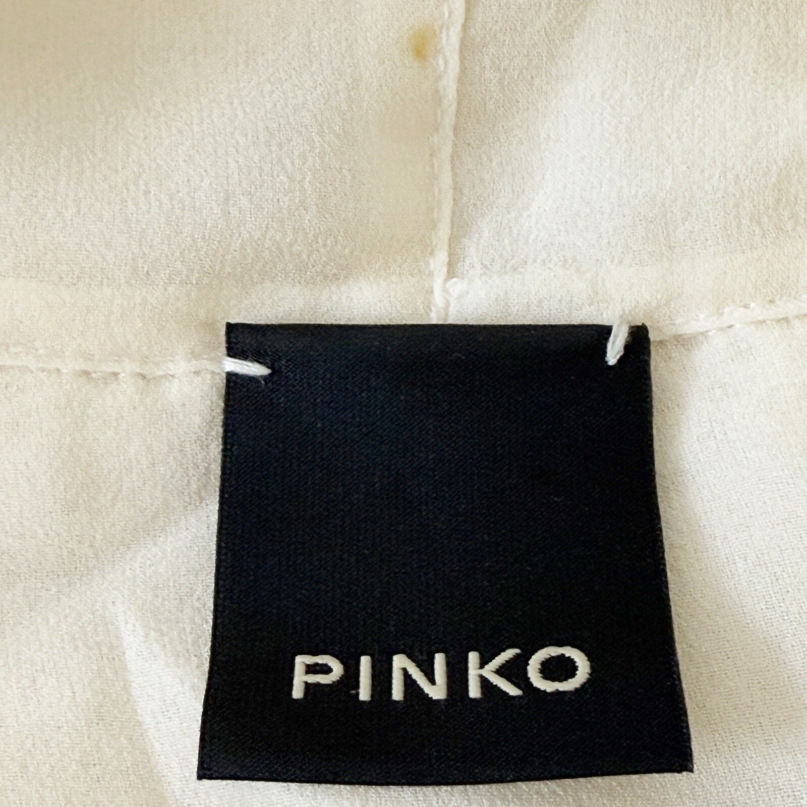 Pinko Ivory Sheer Silk Long Sleeve Blouse Crochet Lace Hem Womens 8