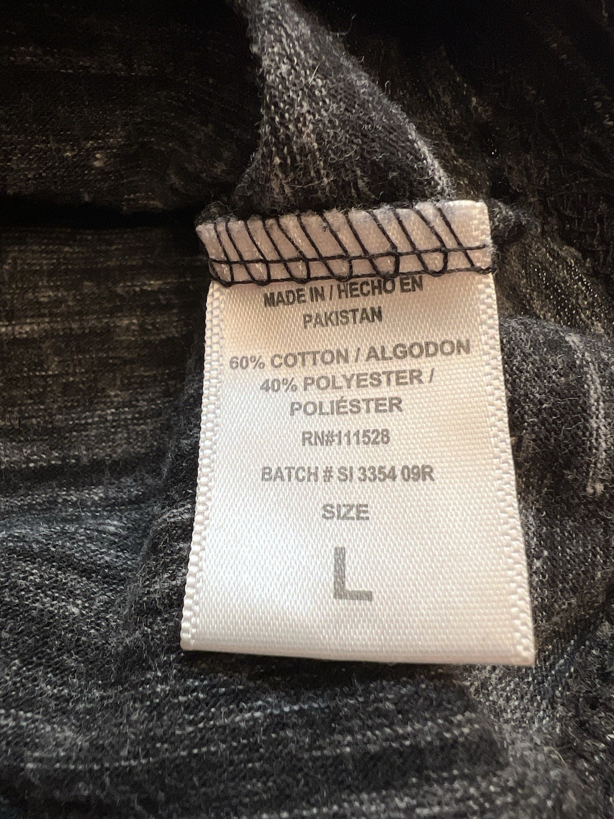 EUC Alexandria Bay NY 1878 striated black/white cotton/poly ss t-shirt, sz LRG