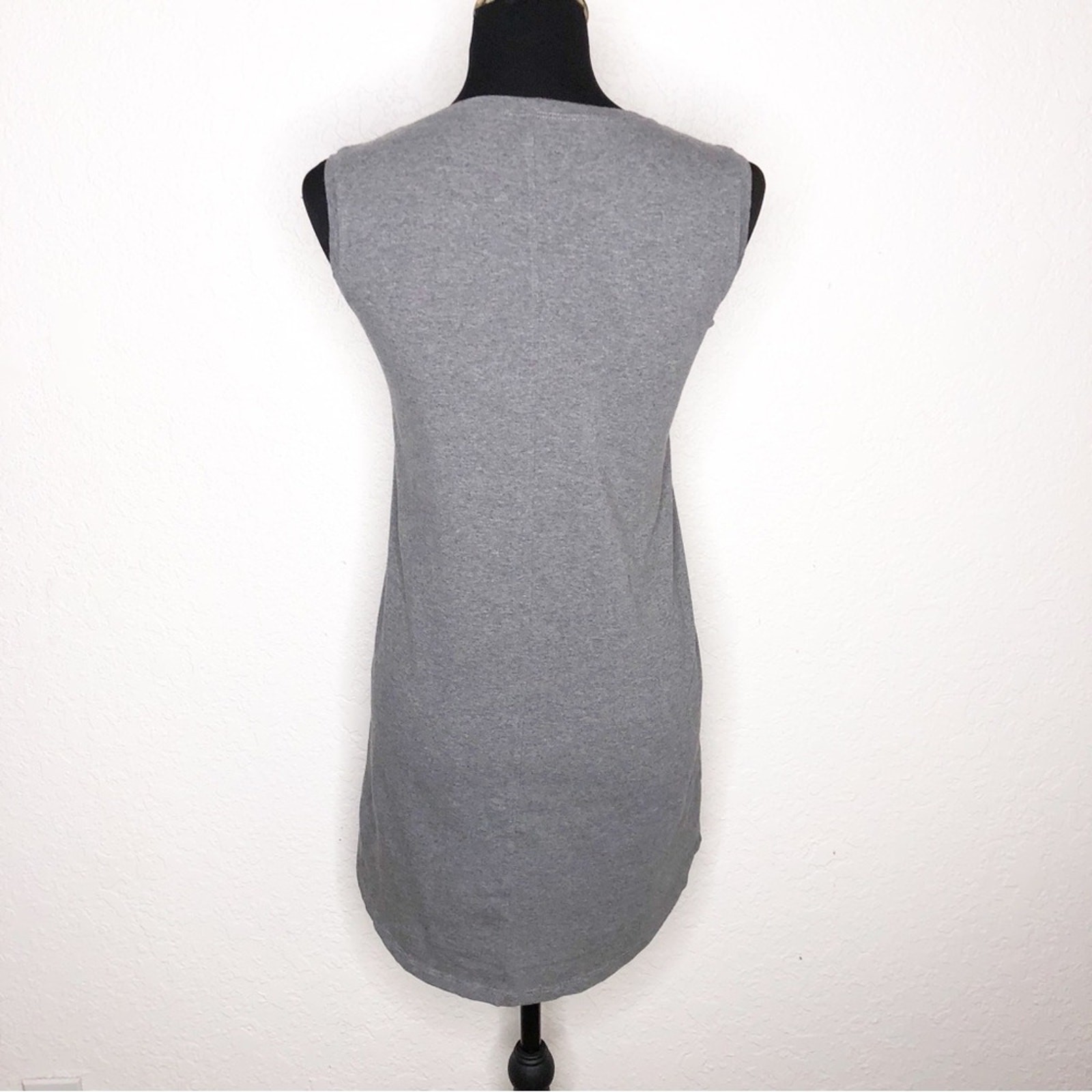 Eileen Fisher gray sleeveless organic cotton knit tunic top size PP or Petite XS