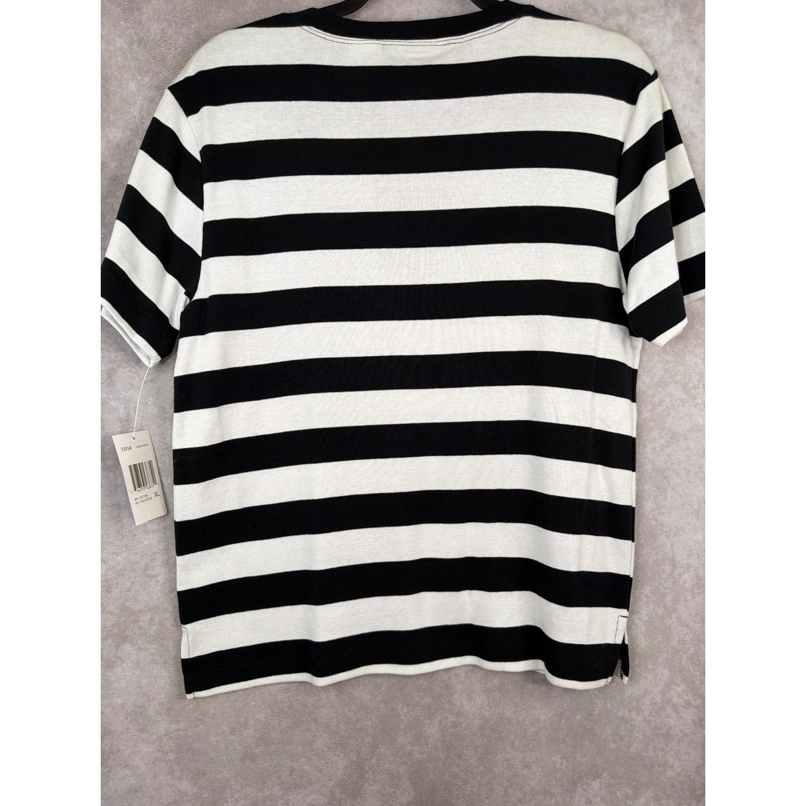 NWT Y2K Erika & Co Womens XL Black White Striped Lace Up Henley Short Sleeve Top
