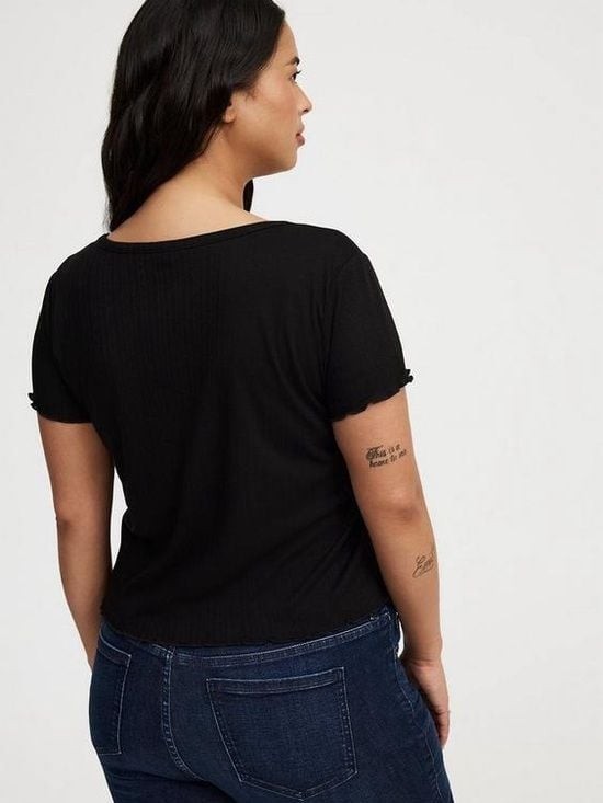 torrid Black Short-Sleeve Button Crop Cardigan