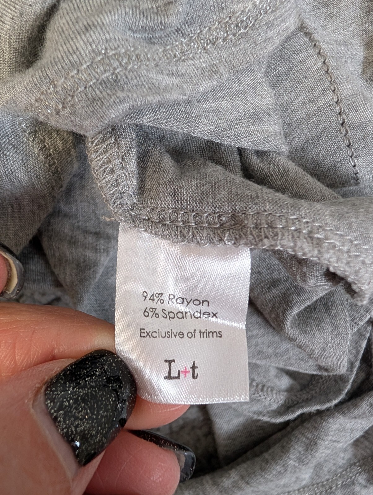 Label + Thread Elle Block Crew Gray Soft Long Sleeve With Black Sleeves Size Med
