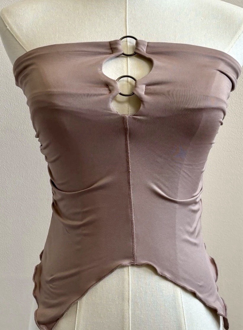 NWT Edikted Strapless Tube Top XS Mocha Brown Ring Detail Corset Y2K Going Out
