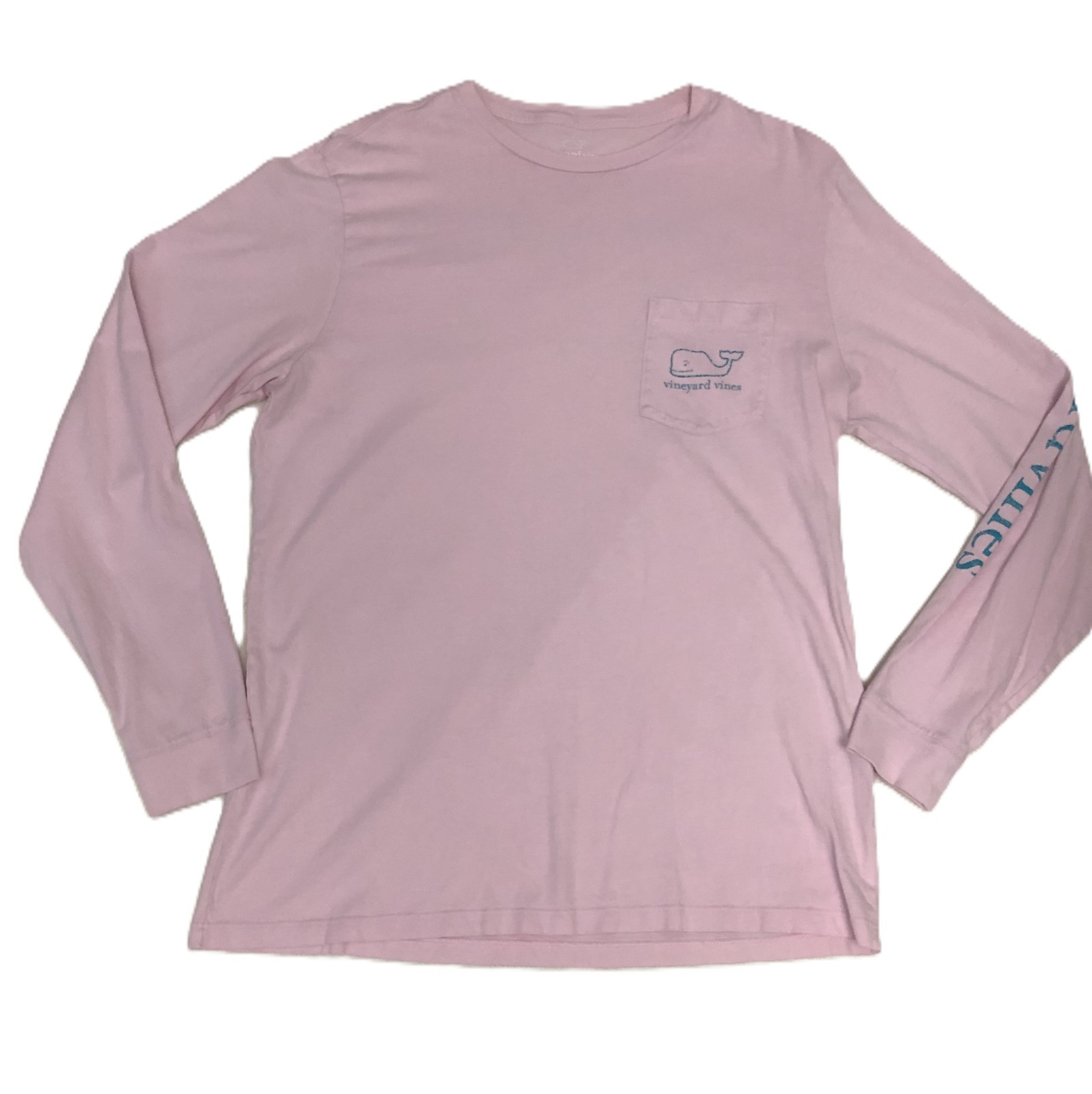 Vineyard Vines Women’s Long Sleeve Shirt Pink M Large Whale Back Pocket Logo