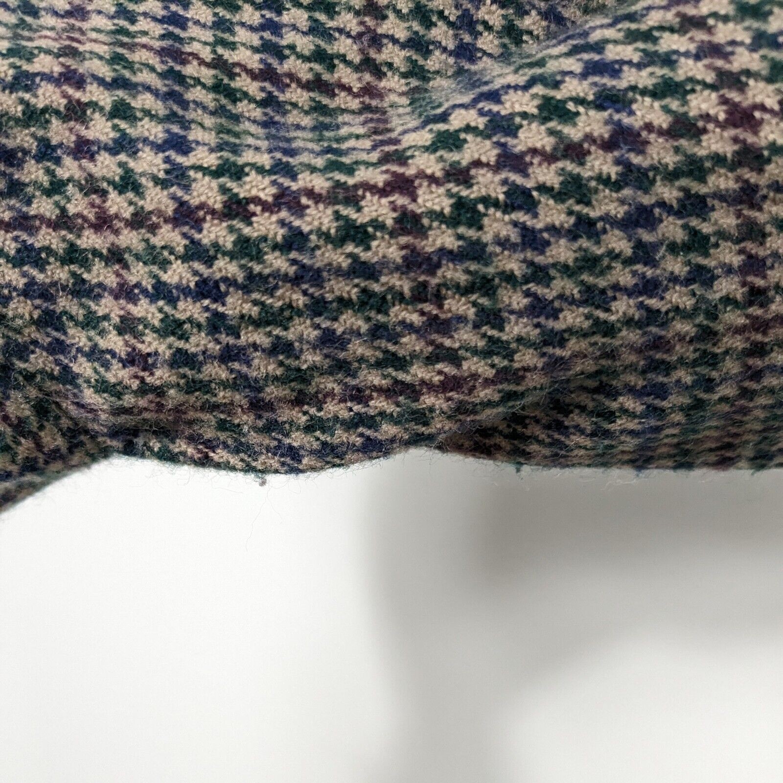 Vintage 90S 1/2 Zip Pullover Top Sweater Houndstooth Preppy Grunge Tan Blue XS