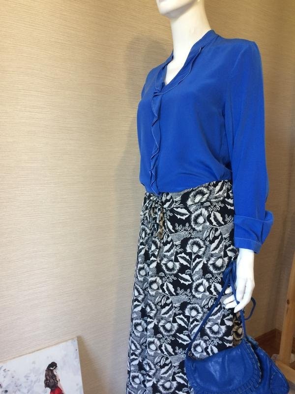 women navy boot shirt navy silk 38