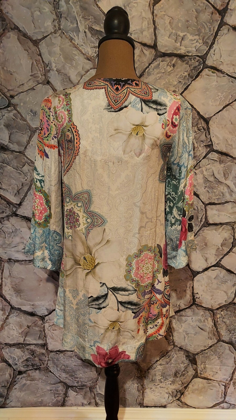 Soft Surroundings Florent Tunic in Aquatic Blue Beaded Sequins Size XS Beautiful