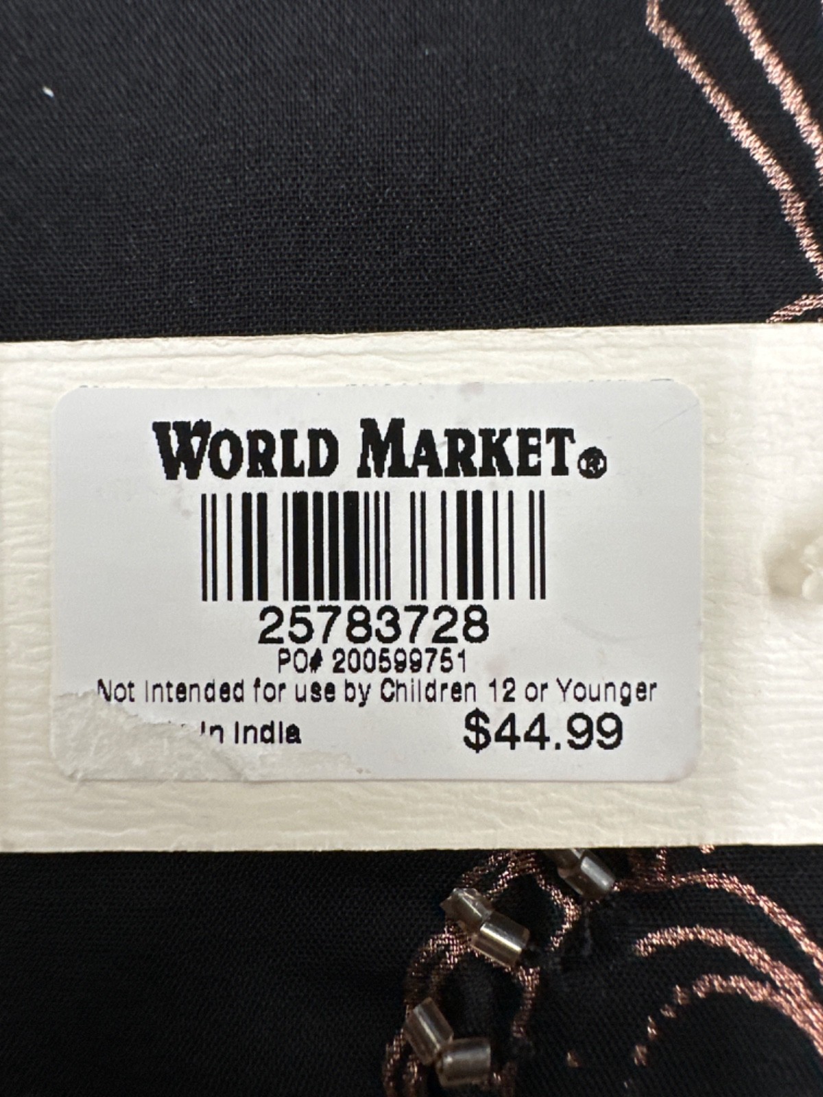 $44 World Market Women’s Top – Black/Rose Gold – Small/Medium – New With Tag