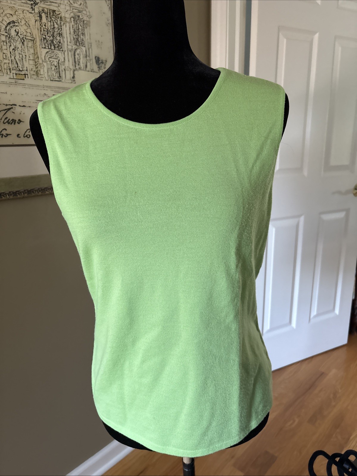 Escada Womens Old Money Wool Minimalist Top Sleeveless Italy 40/M Summer green