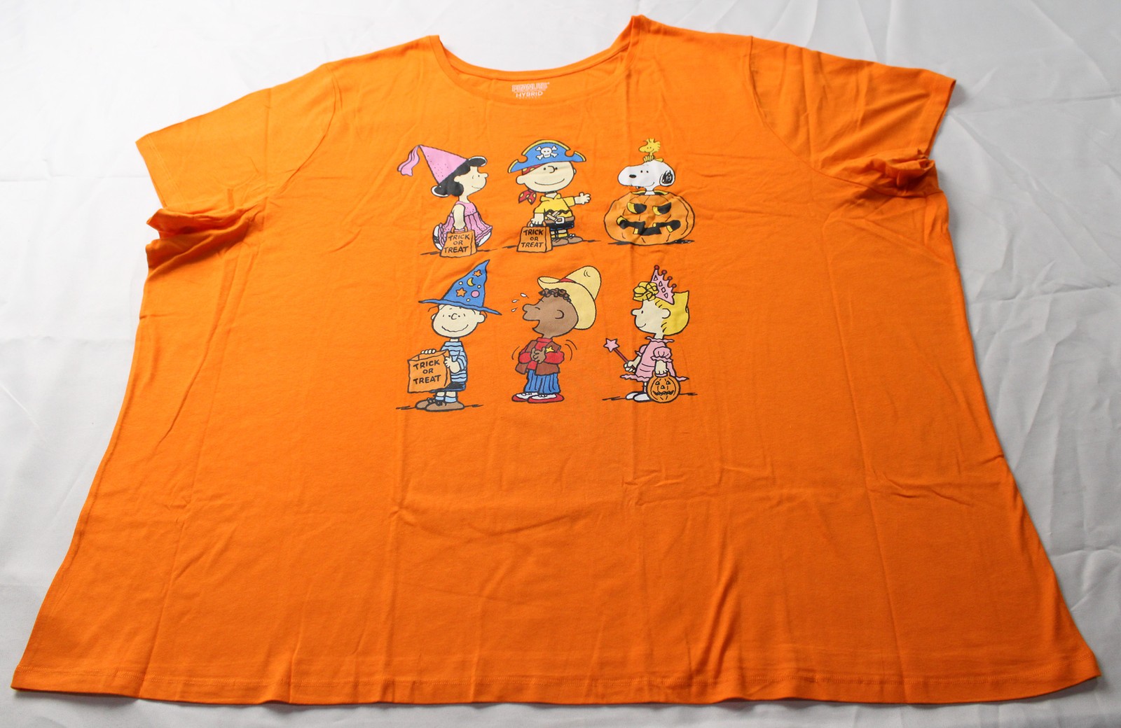Peanuts x Hybrid Apparel Women’s Snoopy Halloween Graphic Tee SV3 Orange Size 5X