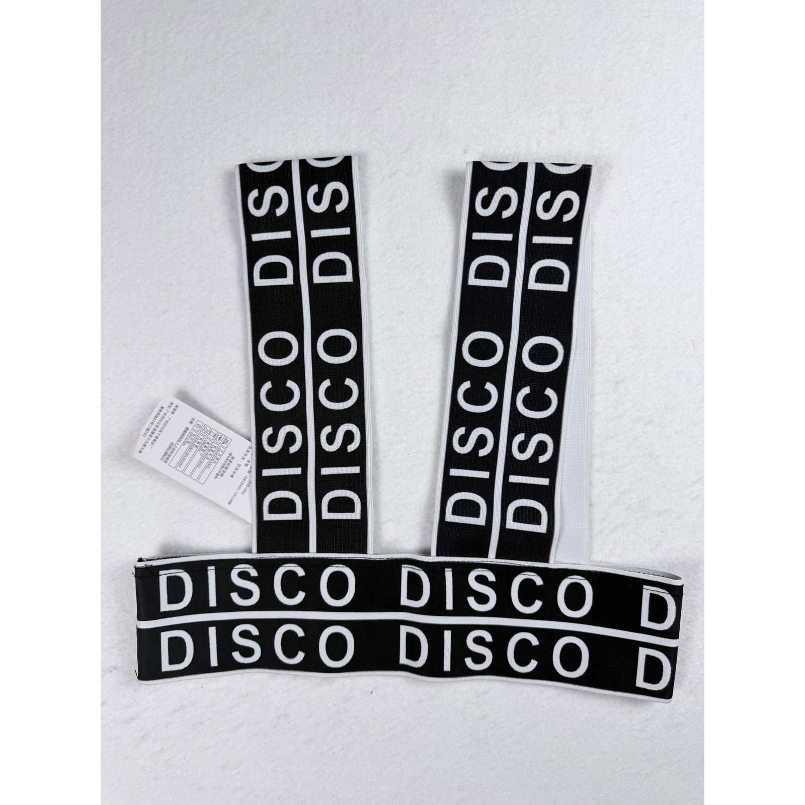 Do My Self Disco Graphic Elastic Harness Crop Top Black White Festival Rave M