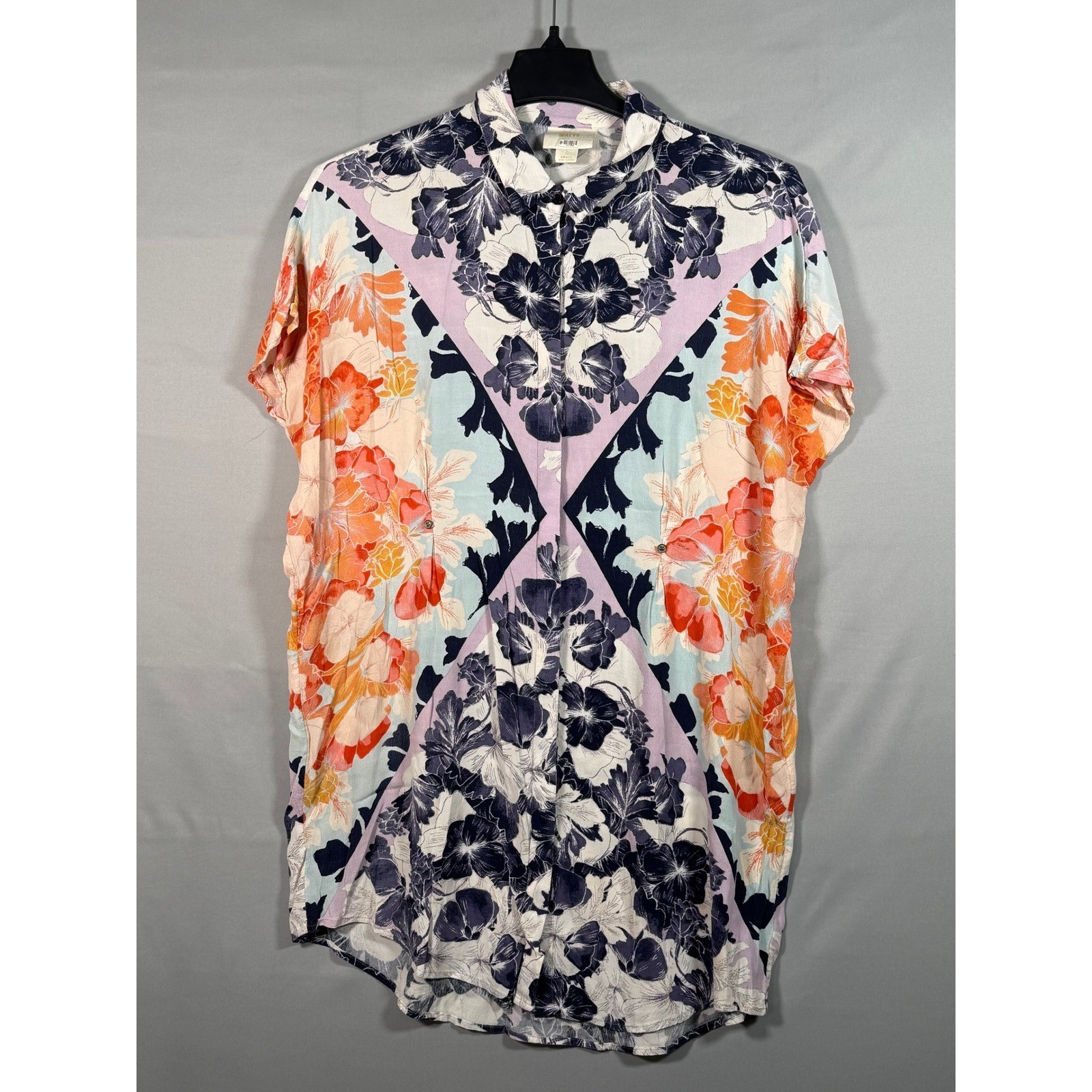 Maeve Anthropologie Floral Print Short Sleeve Button Front Shirt Dress Small