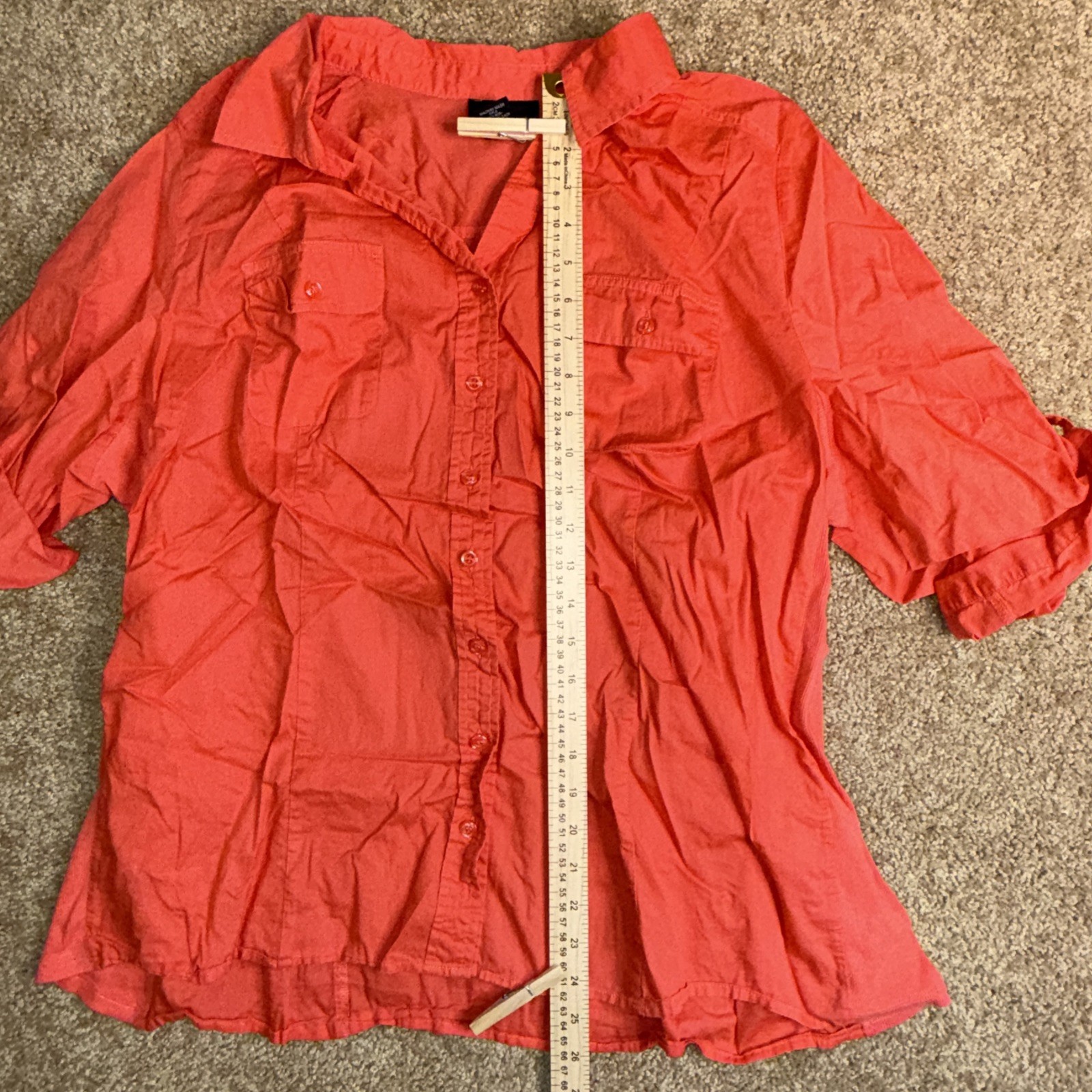 Lane Bryant Blouse Women’s Size 22/24 Pick Roll Tab 3/4 Sleeve Pink