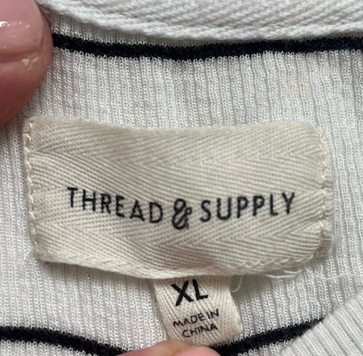 Thread & Supply Women’s White Black Striped Knit Crew Neck Tank Top XL