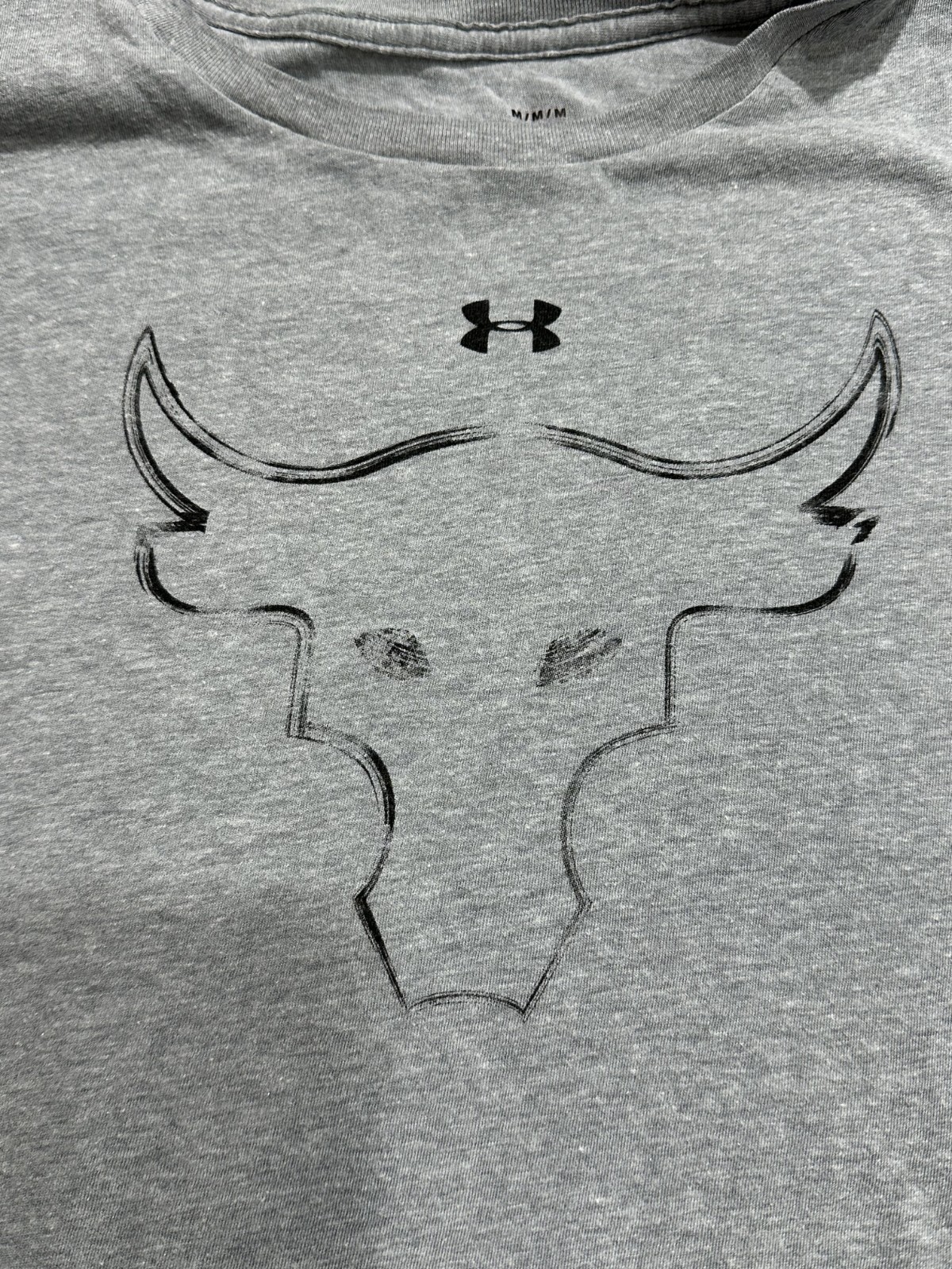 Under Armour T Shirt Womens M Medium Gray Project Rock Bull Short Sleeve Loose