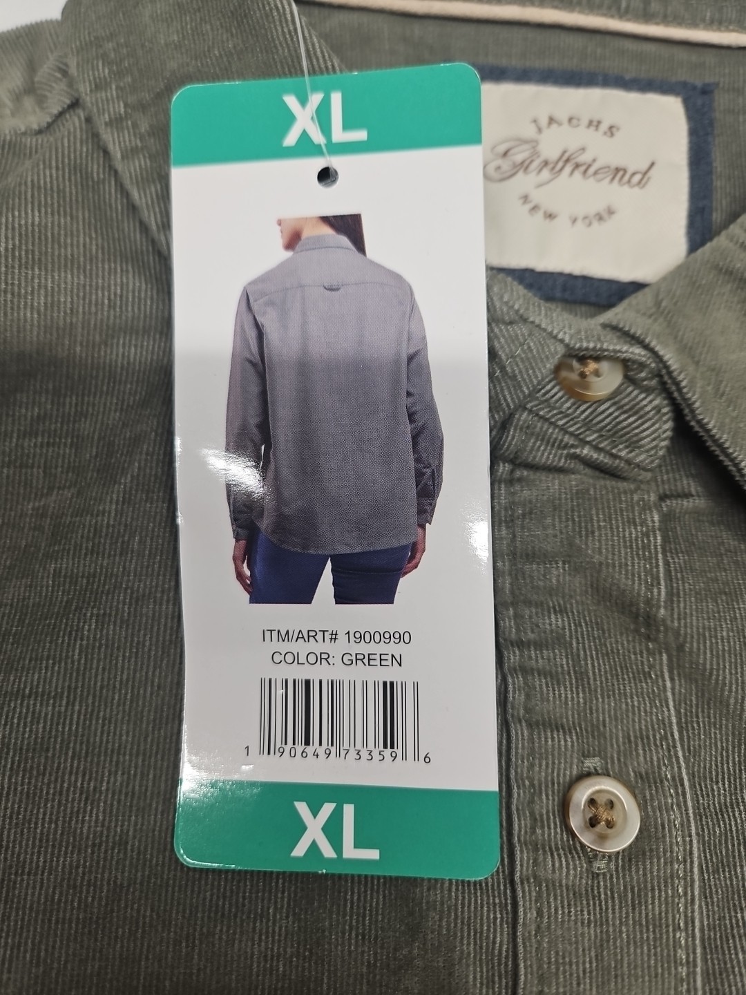 NWT Jachs Girlfriend XL Super Soft Green Flannel Shirt Button Up