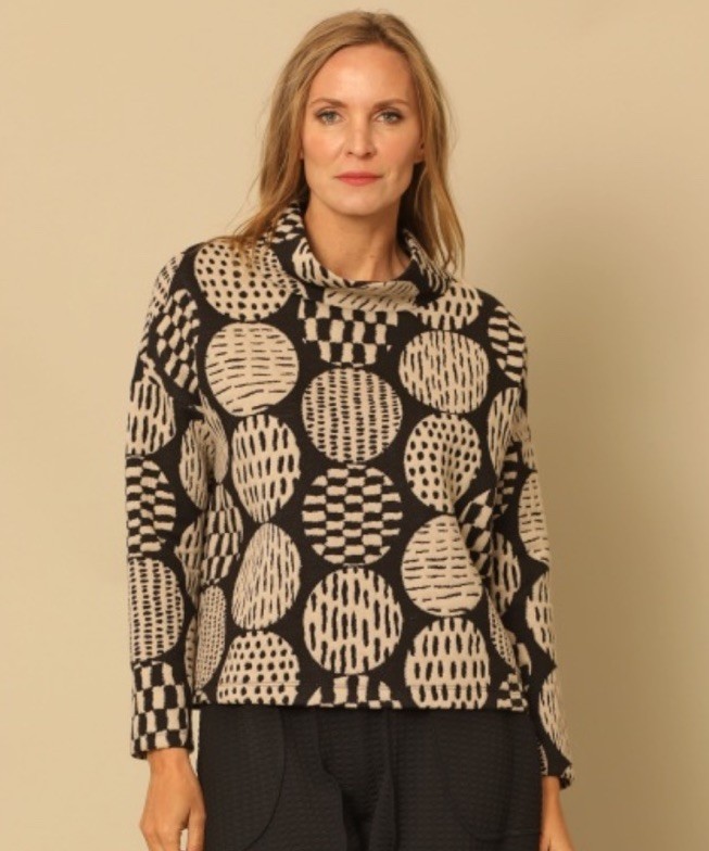 Chalet Et Ceci Alayna Top In Charcoal Sz M Long Sleeve Mock Neck Lagenlook Art