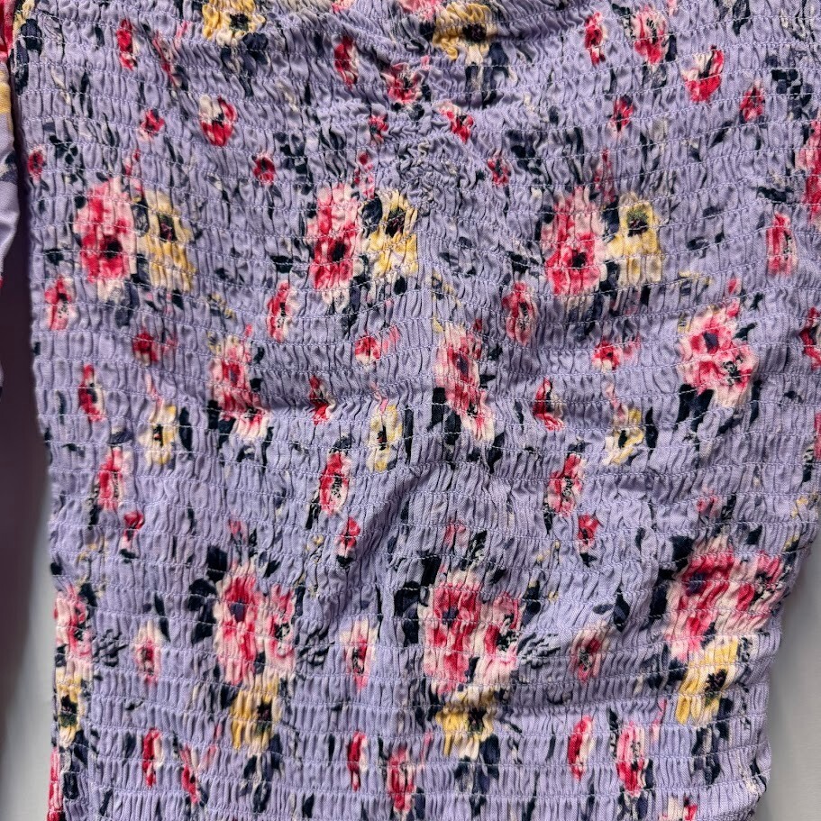 Crave Fame Juniors Womens M Lilac Purple Floral Smocked Blouse Top NWT BG73