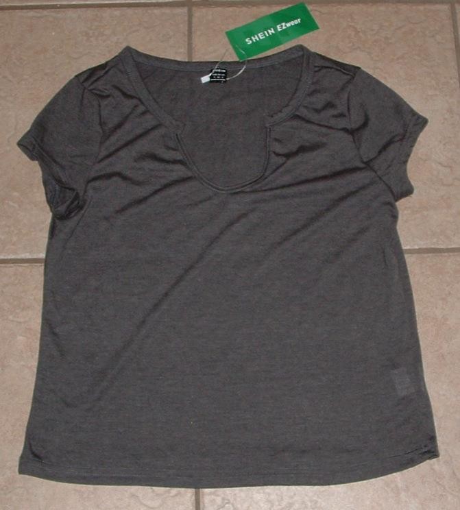 NEW NWT Dark Gray Sz 4 Casual Wear Lightweight Stretchy Tee Shirt SHEIN EZ WEAR