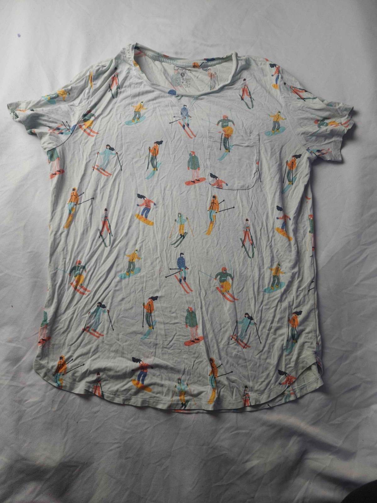 Lates Ski Snowboard T-Shirt Womens L Graphic Scandi Apres Ski Winter Sports