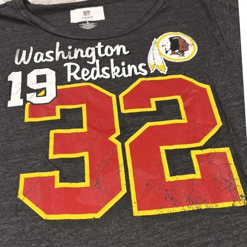 NFL Team Apparel Washington Redskins T-Shirt Gray Womens Large 1932 Graphic Tee