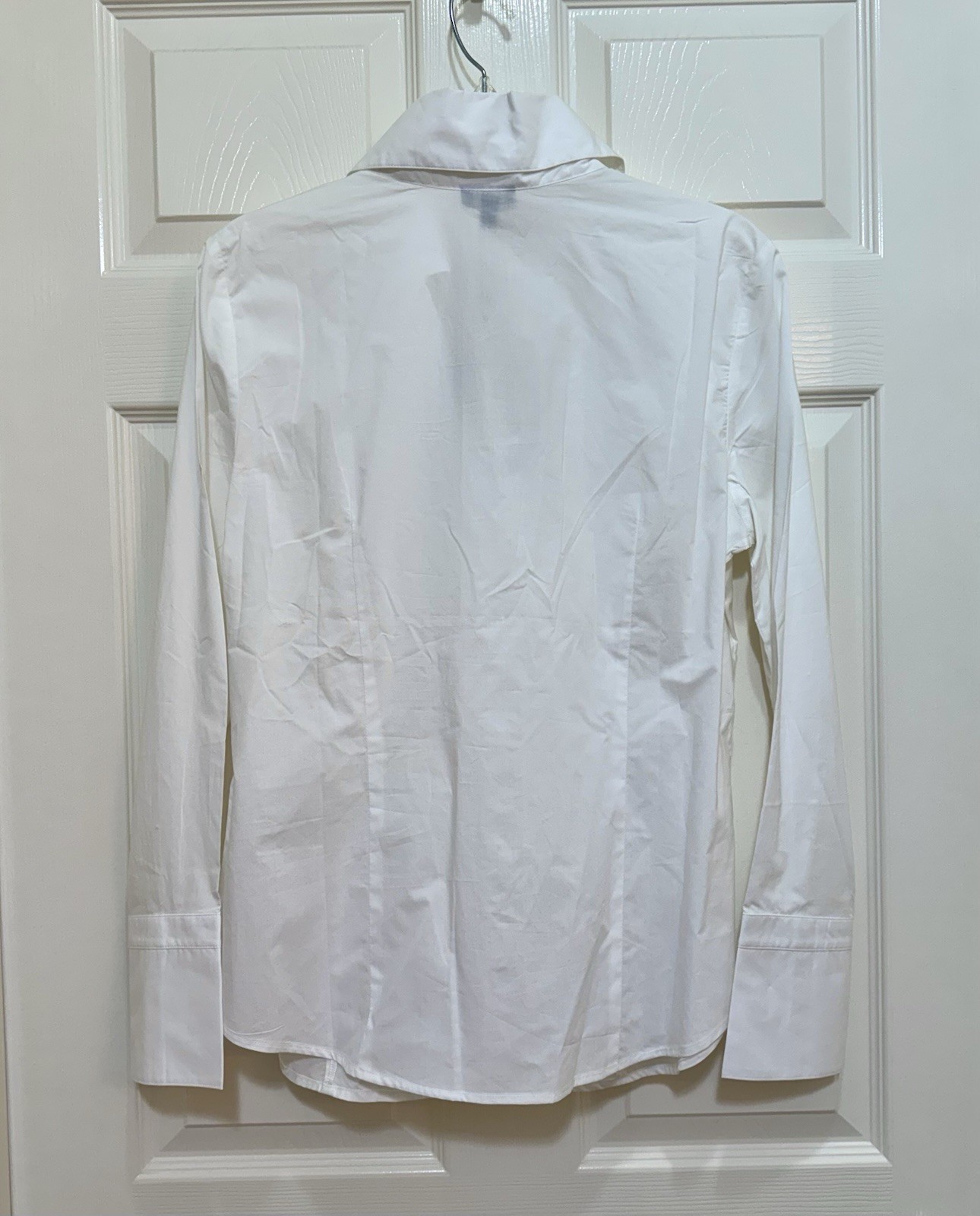Talbots NWT White Cotton Button Front Shirt Jeweled French Cuffs Women’s 12